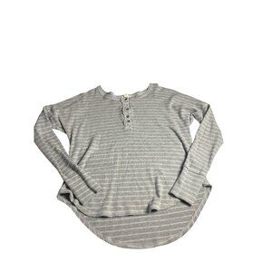 Billabong henley Thermal Long Sleeve T-Shirt Striped Women’s M Gray Cotton Blend